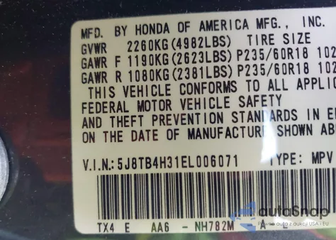 2014 Acura Rdx из США, поврежденный, VIN 5J8TB4H31EL006071